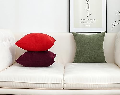 Miniatura 7 de Fundas de almohada decorativas de felpilla suave y color rojo naranja y liso (juego de 2, 18 x 18 pulgadas)