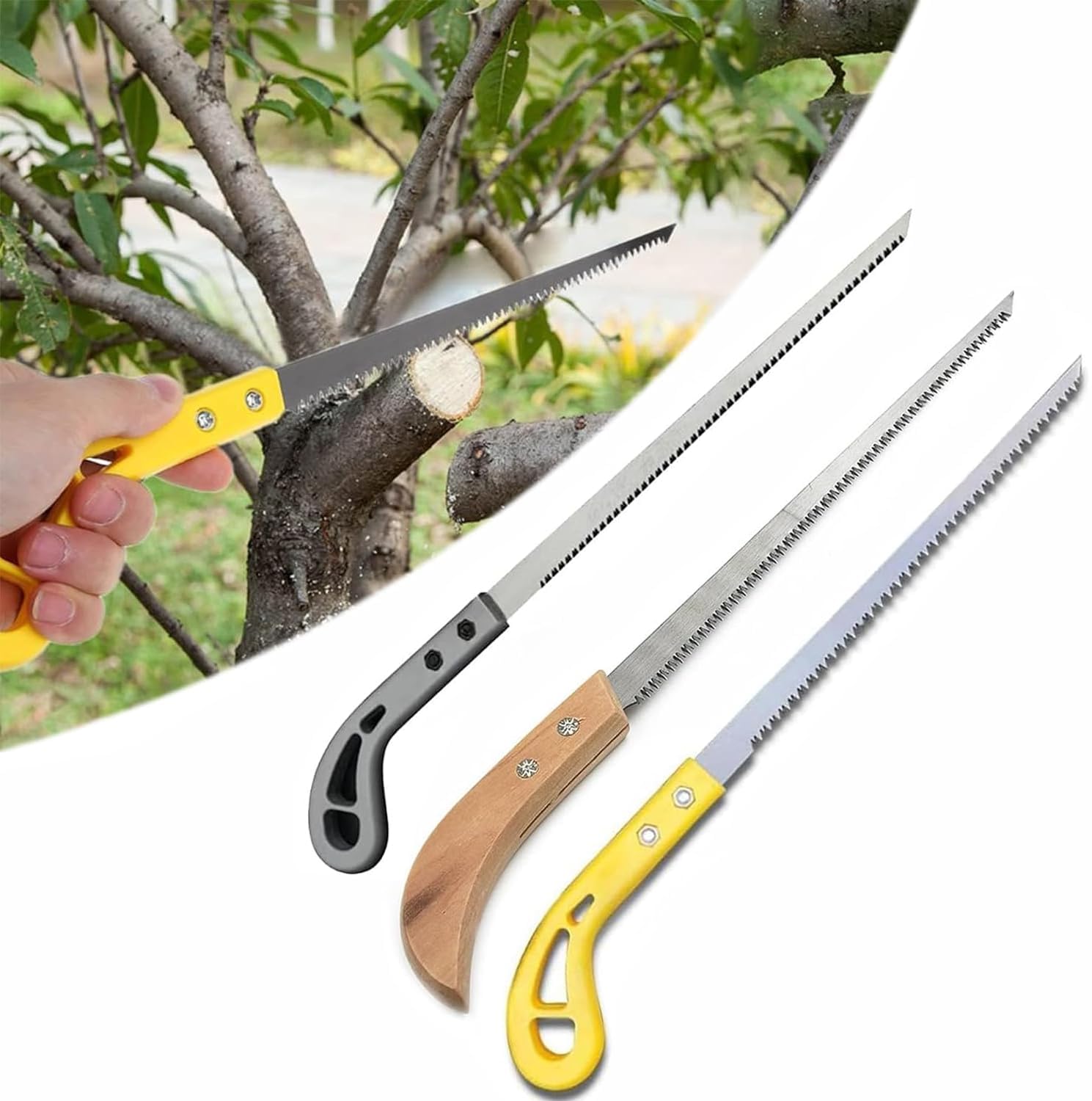 9-Inch Outdoor Portable Hand Saw, Durable Three Blade Toothed Steel Mini Hand Saw for Trimming, Survival, Gardening, Household Use, 3 Pcs, Lightweight Small Hand Saw for Camping and DIY Projects