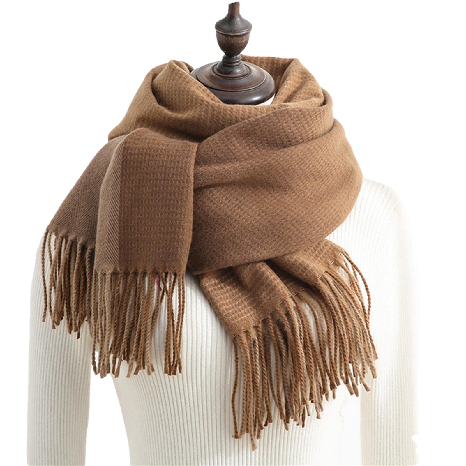 ACiyD Sciarpa in Cashmere Autunno Inverno Nuovo Cashmere Sciarpa Scozzese da Donna Scialle Caldo (Cachi A)