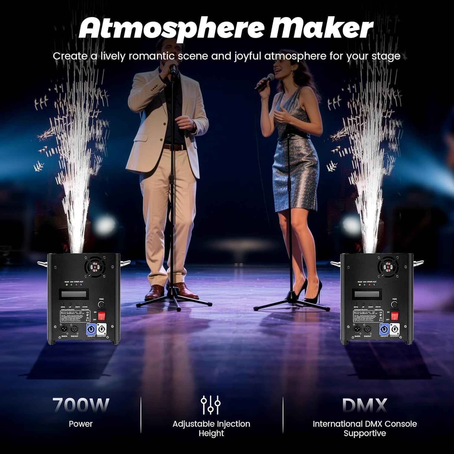 Pyrotechnikmaschinen, 700W Cold Spark Feuerwerksmaschine Stage Spezialeffekt Machine für Große Auftritte Hochzeitsfeier Bar Hochzeit, Bühne Party, 220V/60Hz