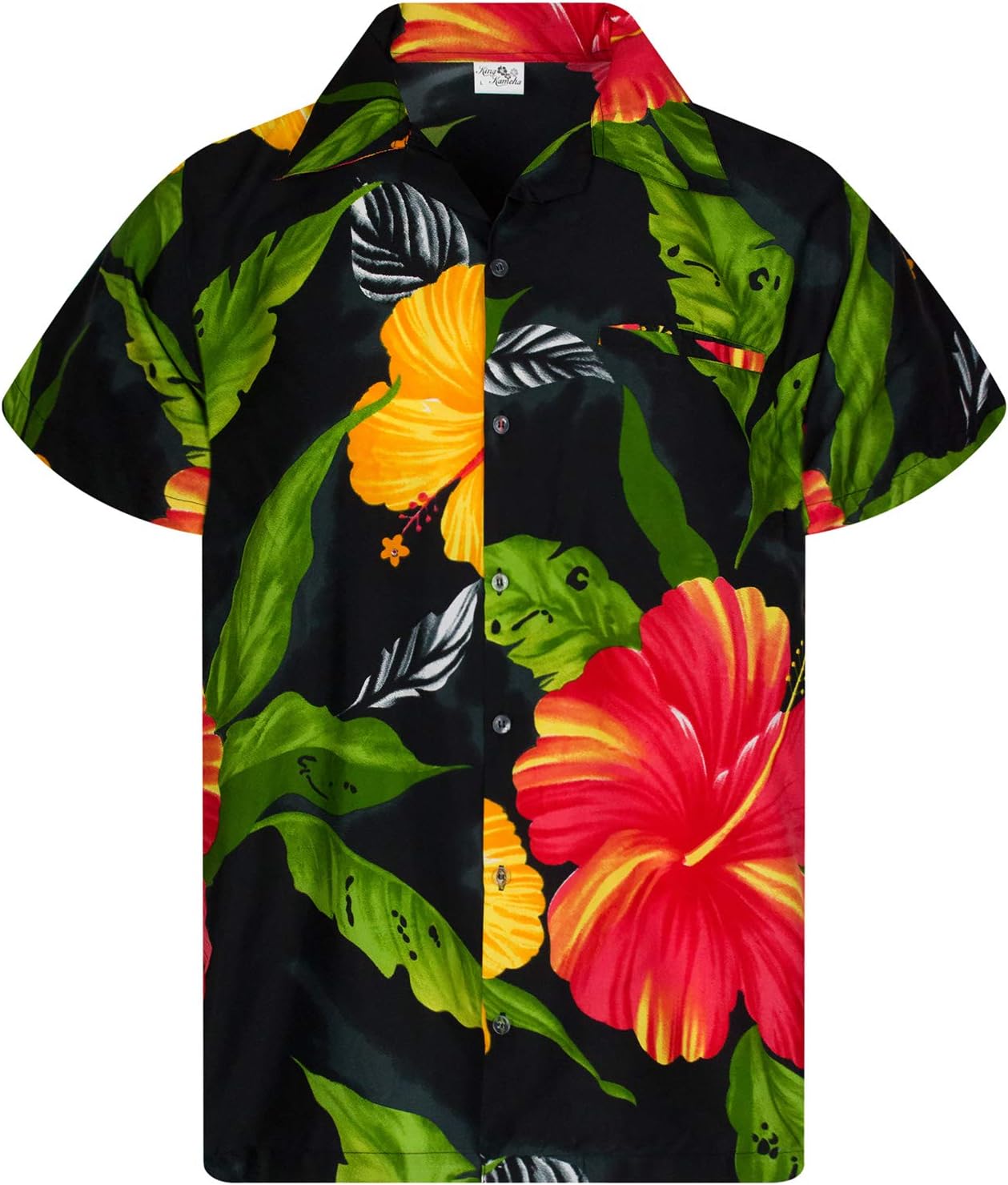 Funky Hawaiiaans Overhemd, Hawaii-Overhemd, Korte Mouw, Surf, Donker Funky Hawaiiaans Overhemd, Hawaii-Overhemd, Korte Mouw, Surf, Donker