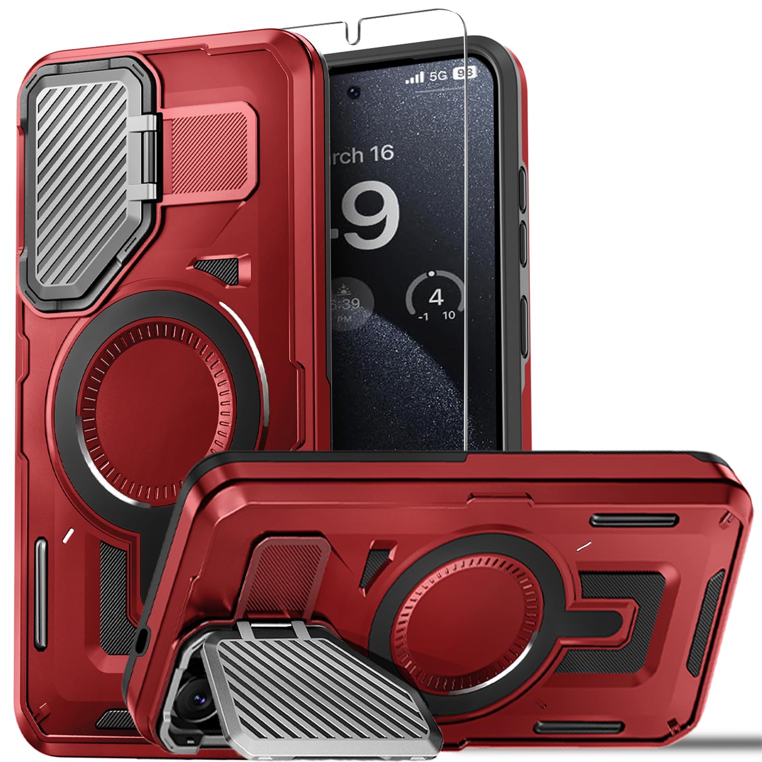 Funda para Samsung Galaxy S25 Plus, Galaxy S24 Plus con protector de pantalla, compatible con MagSafe, soporte ajustable para cáma