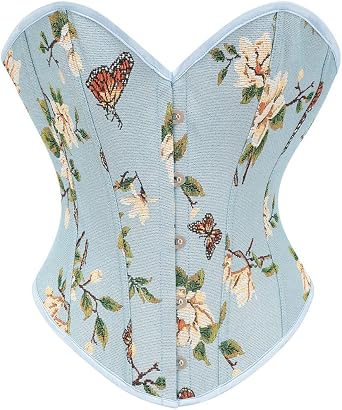 Corset Top for Women Floral Overbust Bustier Lace Up Boned Renaissance Steampunk Waist Trainer