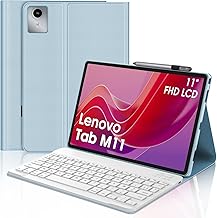 JADEMALL Coque Clavier pour Lenovo Tab M11 2024 11", AZERTY Clavier Bluetooth sans Fil Magnétique pour Lenovo Tablette M11 11" TB-330XU/330FU, Bleu Ciel