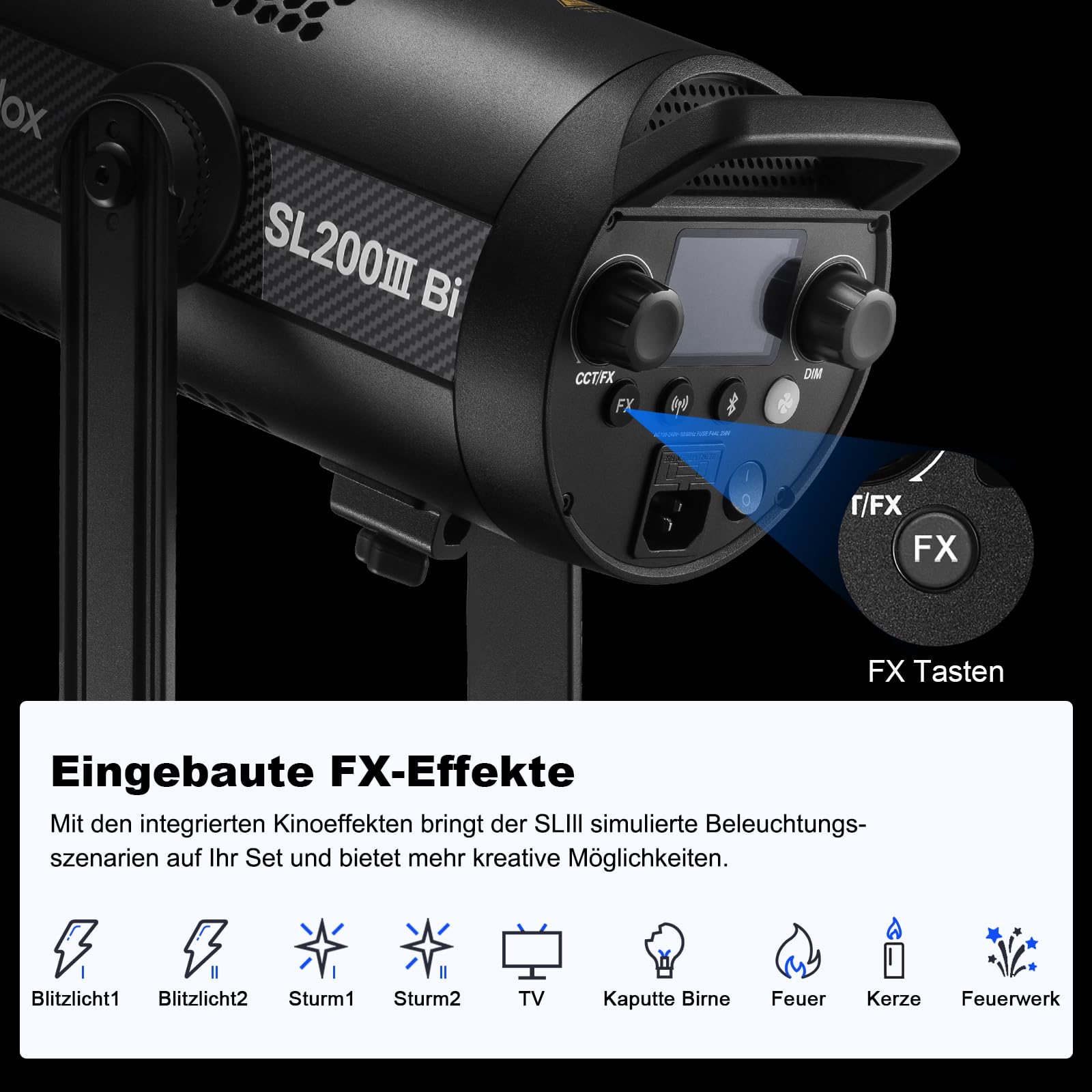 GODOX SL200IIIBi-Color LED Monolight luce fissa 160W/210W/330W 2800-6500K 80.400 Lux per Studio e Film TV Produzione