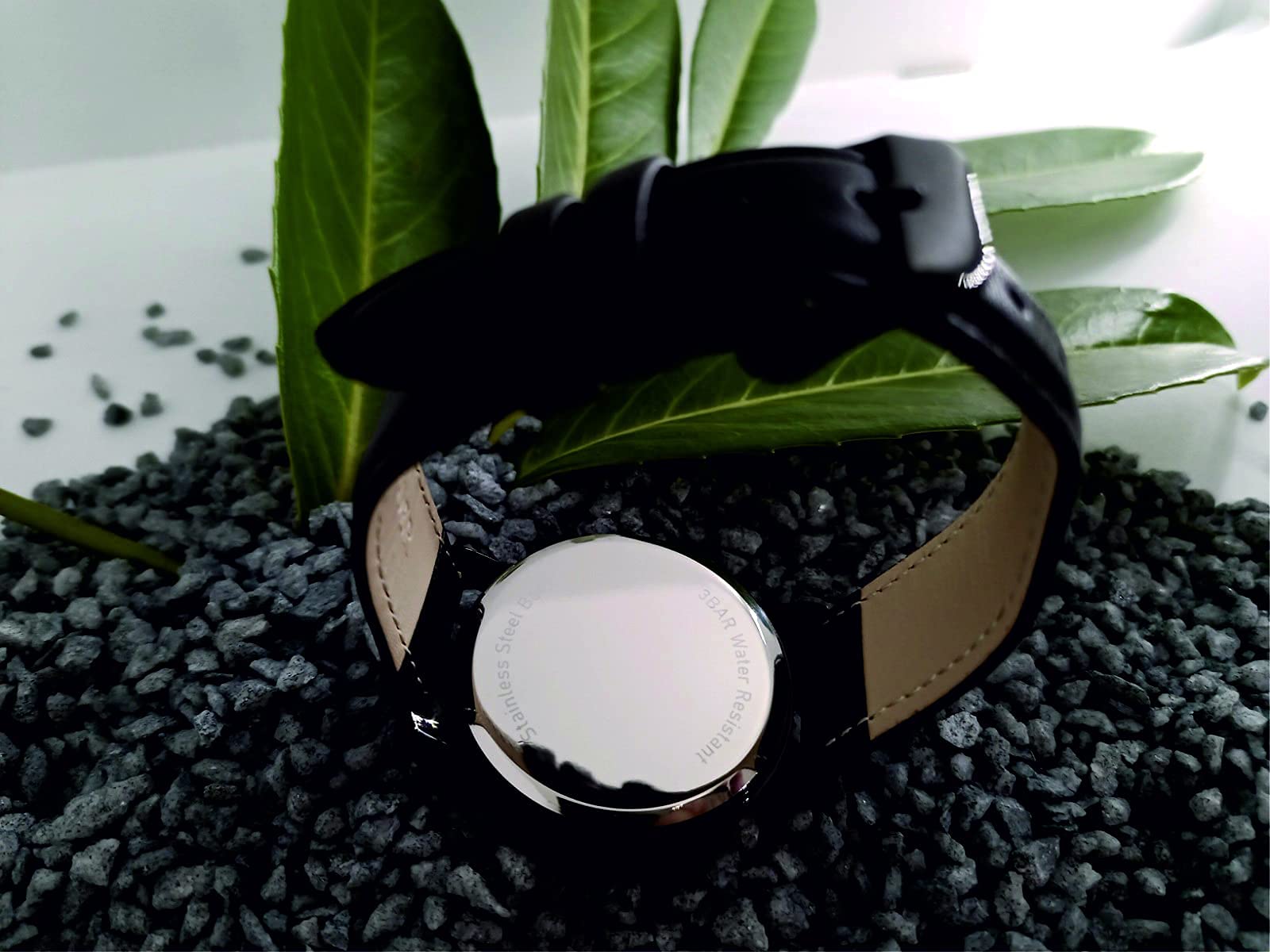 Uhr mit Foto personalisiertes Geschenk 40mm Lederband schwarz 3BAR Wasserdicht