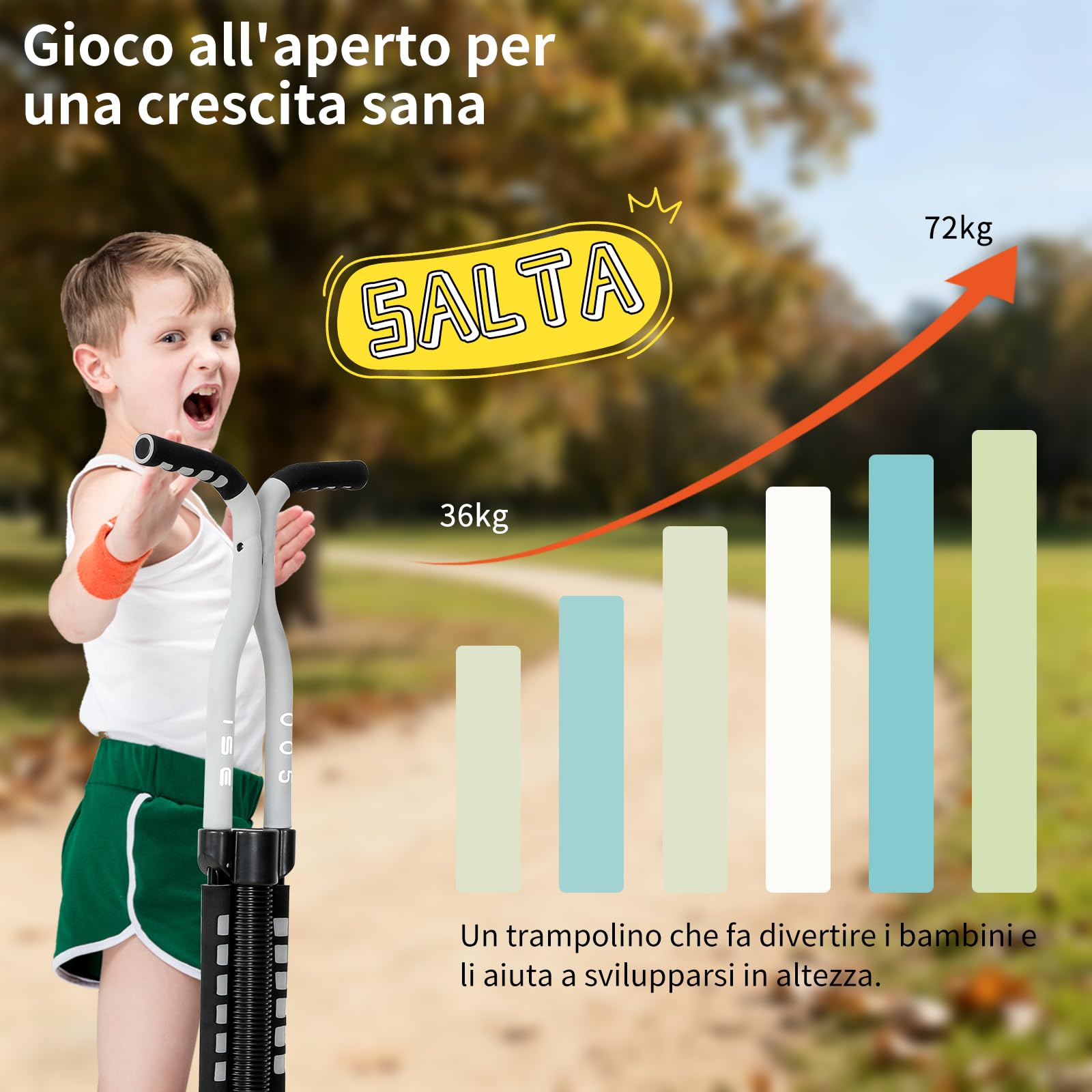 ISE Bastoncino per Saltare, Giocattoli da Esterno, intrattenimento, Bambini e Giochi Divertenti, Giochi all'Aria Aperta per Bambini, SY-ST005 (Grigio)