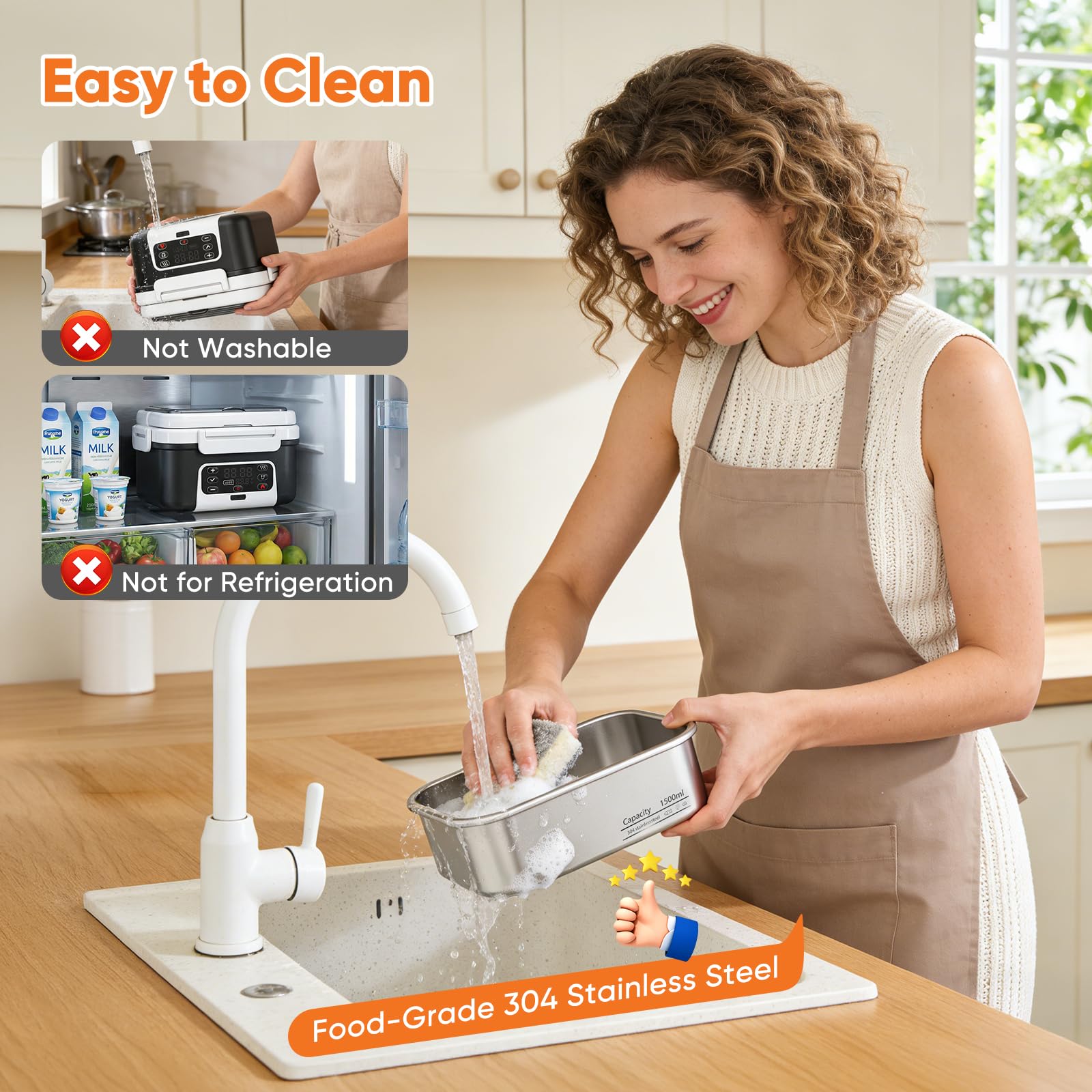 Fiambrera Eléctrica con Batería, 1,5L Taper Eléctrico para Comida Portátil, Tupper Calentador para Comida con 6 Modos de Calentamiento & Temporizador 24H, caja de almuerzo con calefacción programable