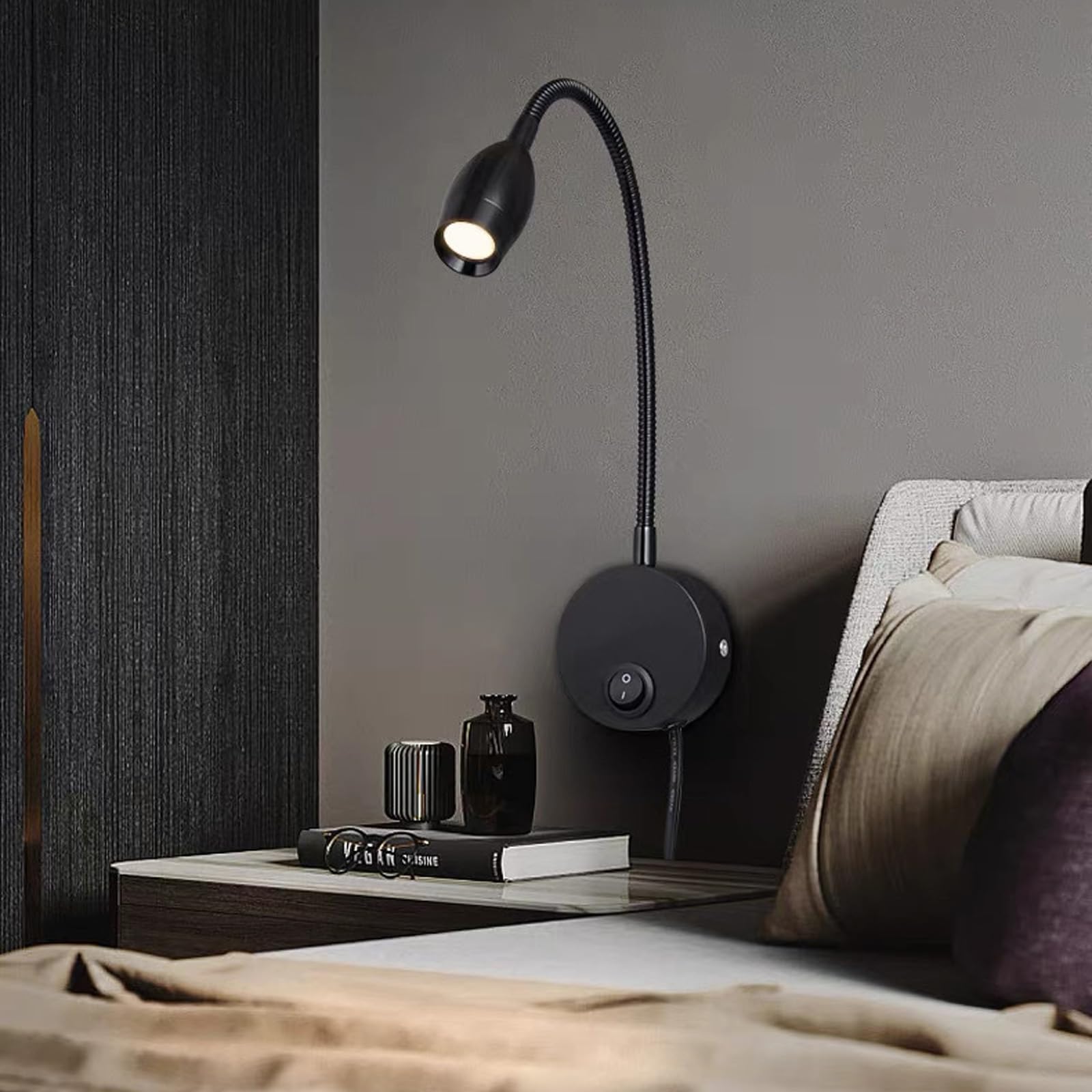 Flexo de pared para cabecero de cama con interruptor y luz neutra LED 8