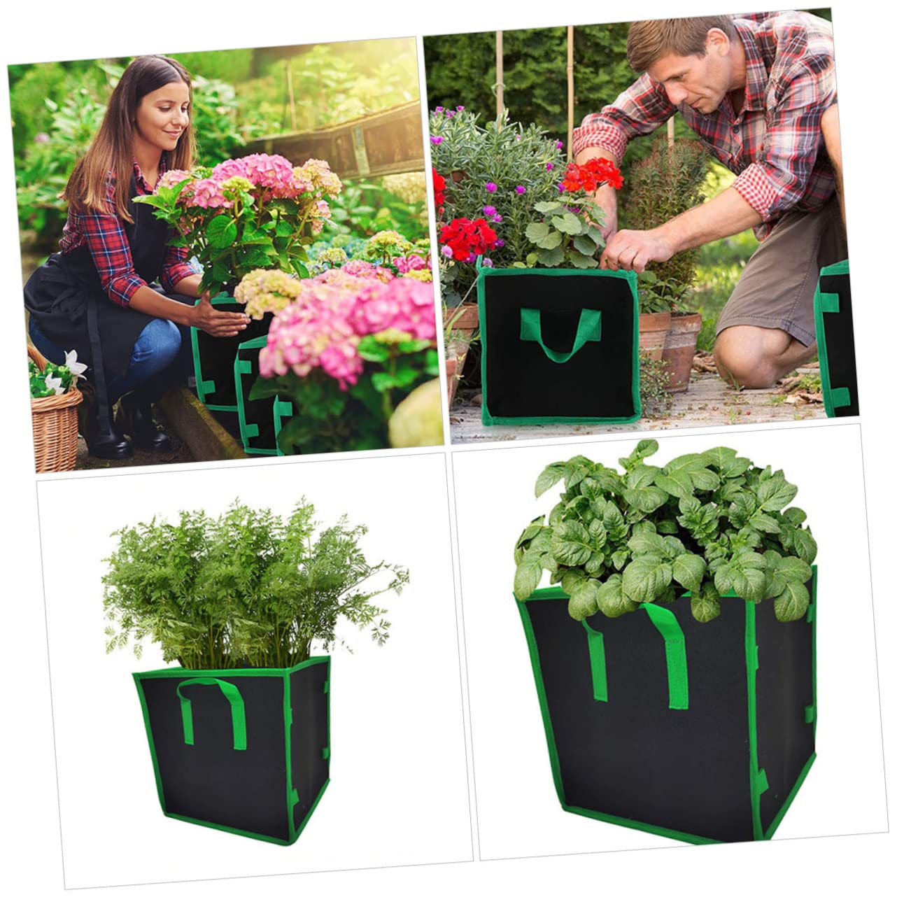 BESTonZON 2 Set Sacchetti Per Coltivazione Per Giardinaggio E Contenitori Nutrienti Per Materiale Traspirante Per Sane E Ottimale 2 Pezzi*2