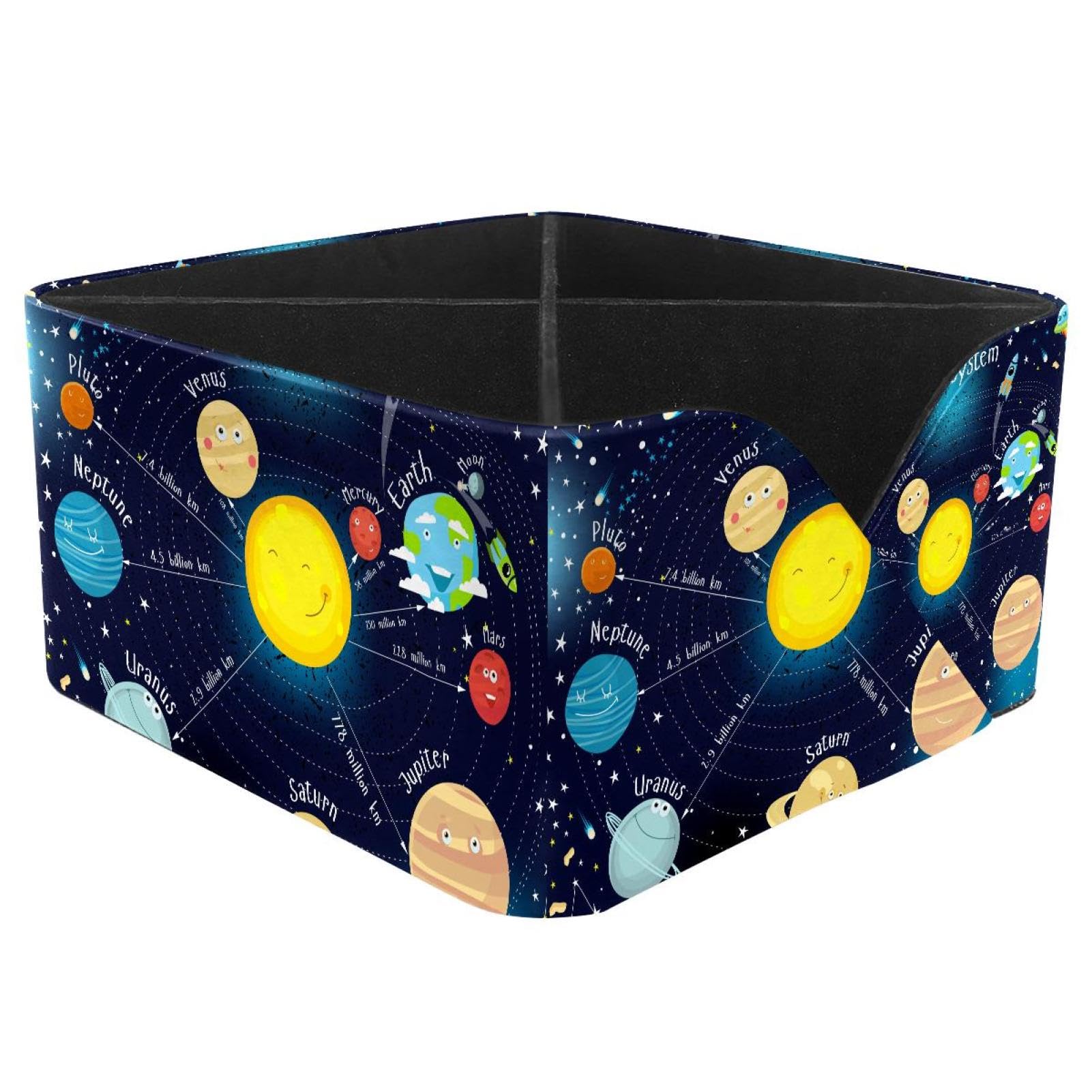 KengjuTesu Solar System Universe Planet Galaxy Pattern Desktop Organizer Pen Holder, Rectangular Pencil Cup for Office, Study and Makeup Stations