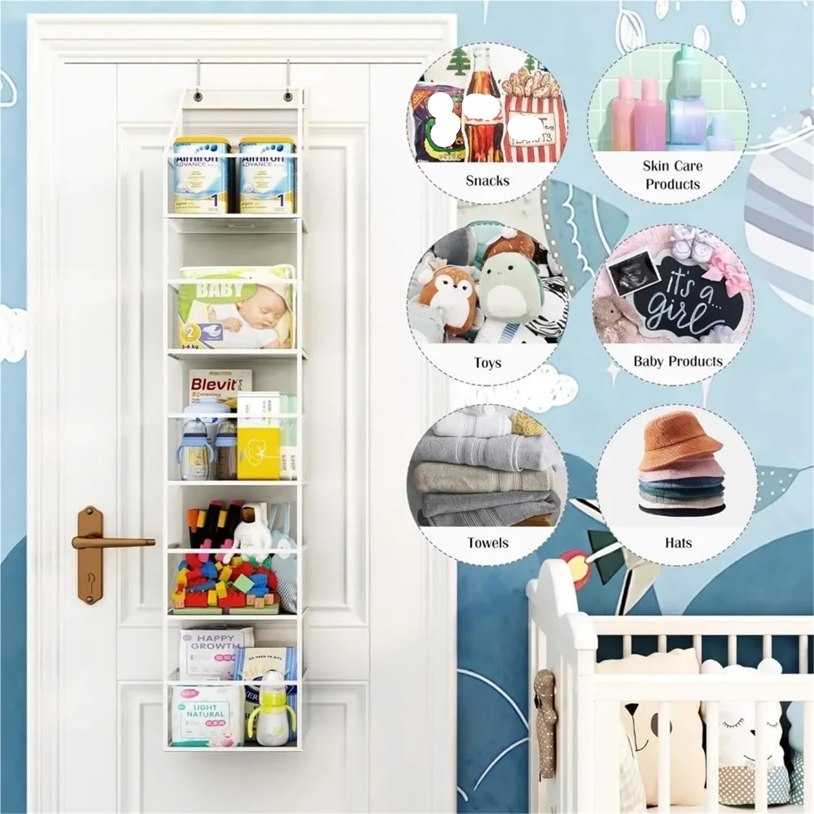 Hängeregal Wall Hanging Wardrobe Hanging Finishing Bags Transparent Hanging Organizers for Doors Underwear Socks Clothes Storage Organizer Für Schlafzimmer(White,Large)