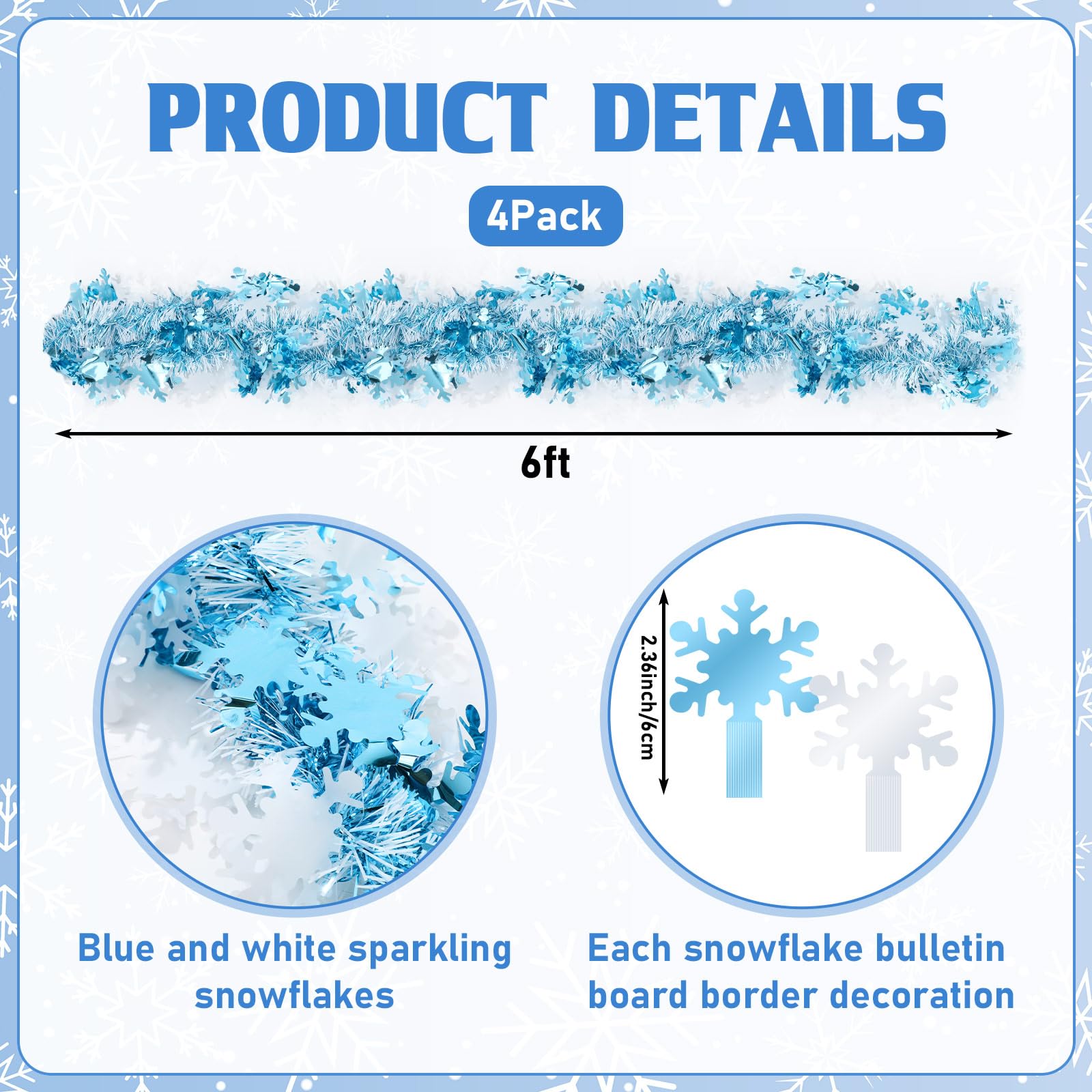 Winter Bulletin Board 65.6 Ft Border Pink Blue White Snowflake Die Cut ...