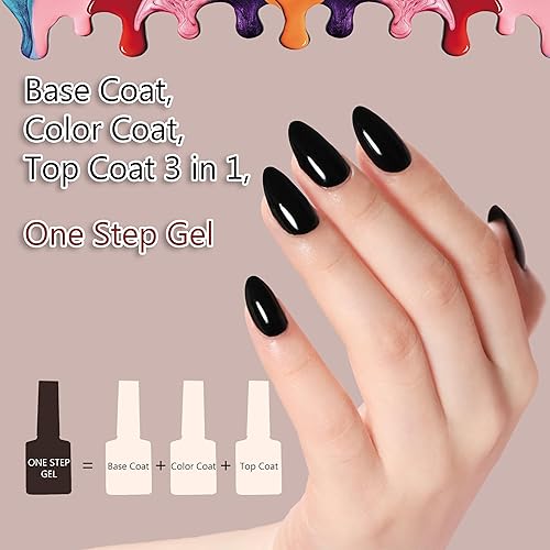 Miniatura 2 de FZANEST Juego de esmaltes de uñas de gel en blanco y negro, 0.5 onzas líquidas, esmalte de gel de un solo paso 3 en 1, capa superior de color base,