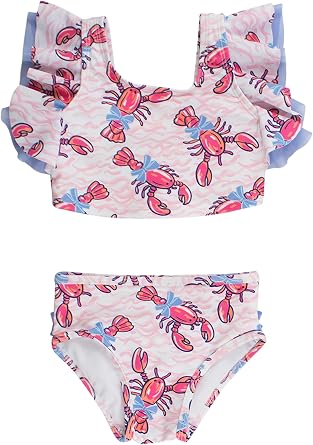 RuffleButts Baby/Toddler Girls UPF50+ Waterfall Tankini Two Piece Swimsuit
