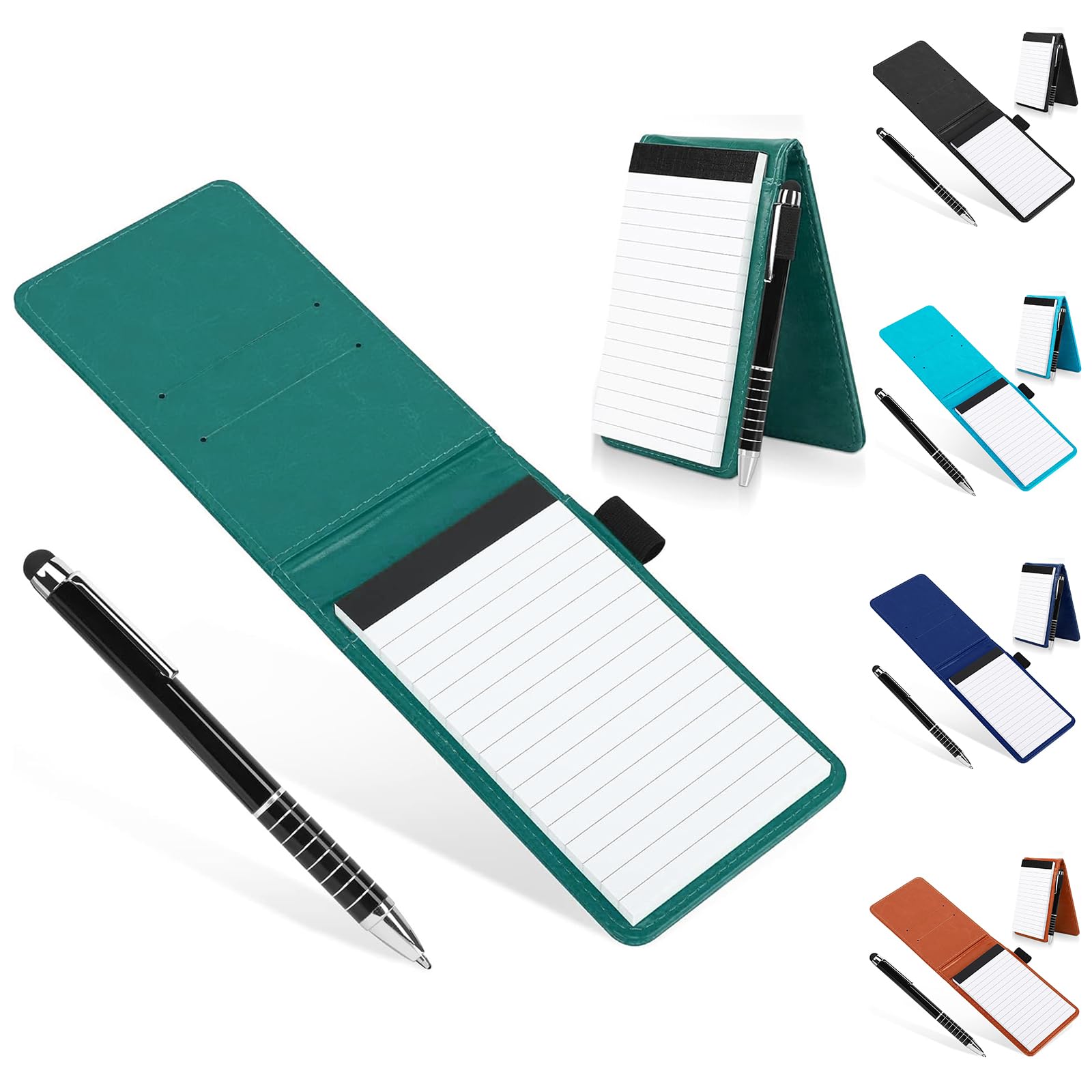 Cyiecw Mini Pocket Notebook A7 PU Leather Notepad Small Notebook with Pen for Outdoor Activities (Dark Green)
