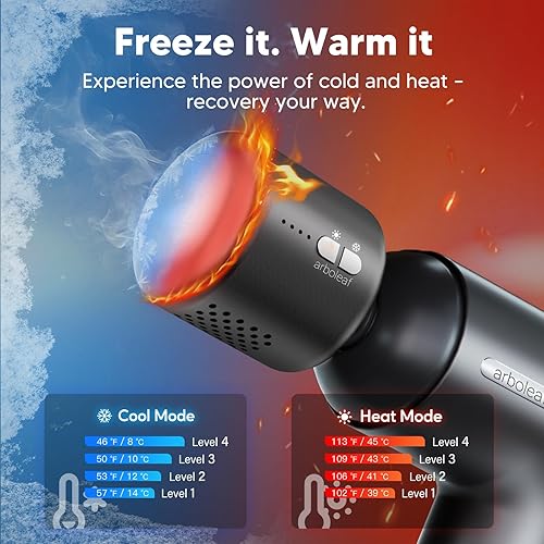Miniatura 2 de arboleaf Thermacool Pistola de masaje con calor y frío, pistola de masaje muscular de 6 velocidades de tejido profundo con funda, potente masajeador