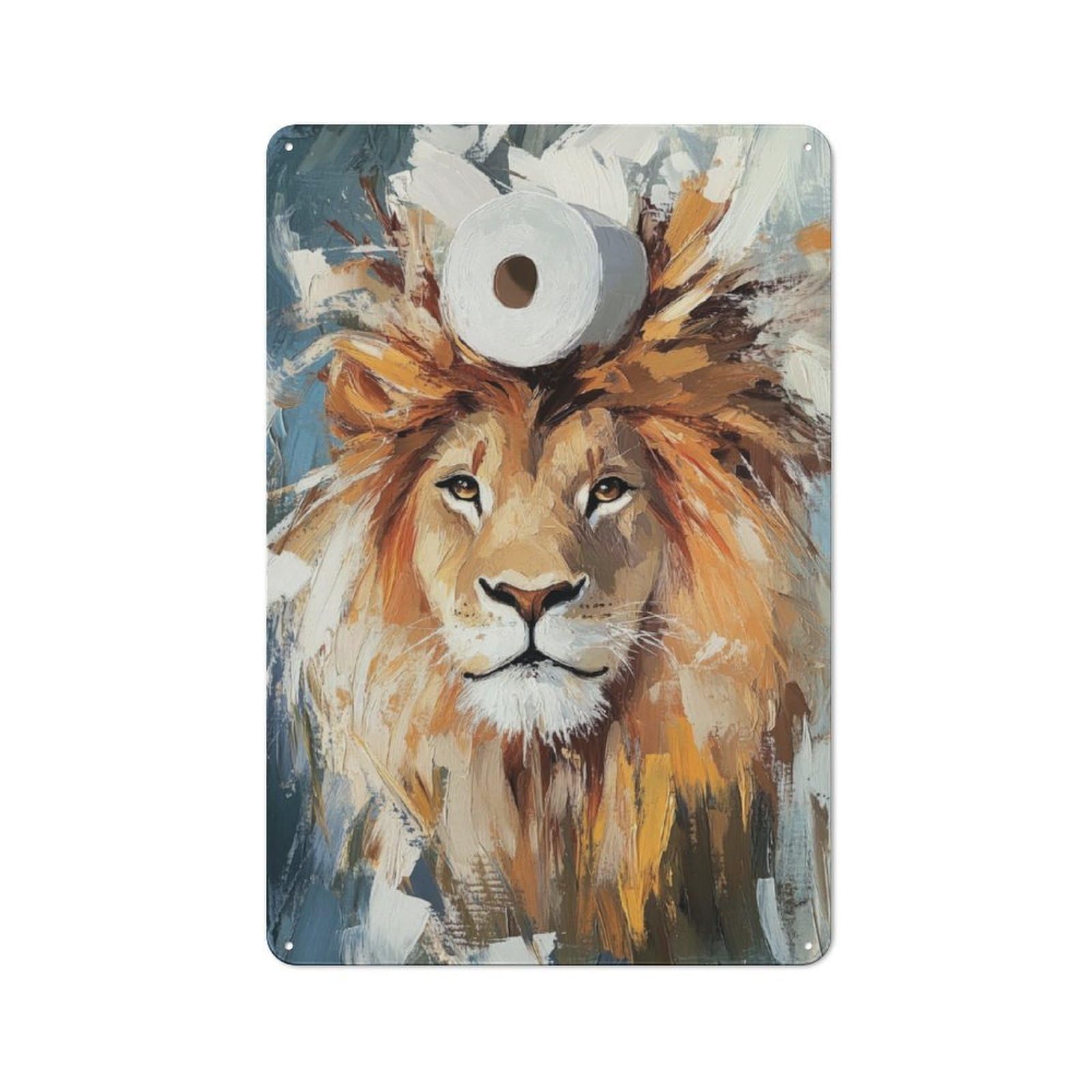 Junmoney Lion With Toilet Paper Crown Metal Wall Sign 30X20cm Featuring For Garage Wall, For Themed Room Decoration, For Living Room And Hallway Decor