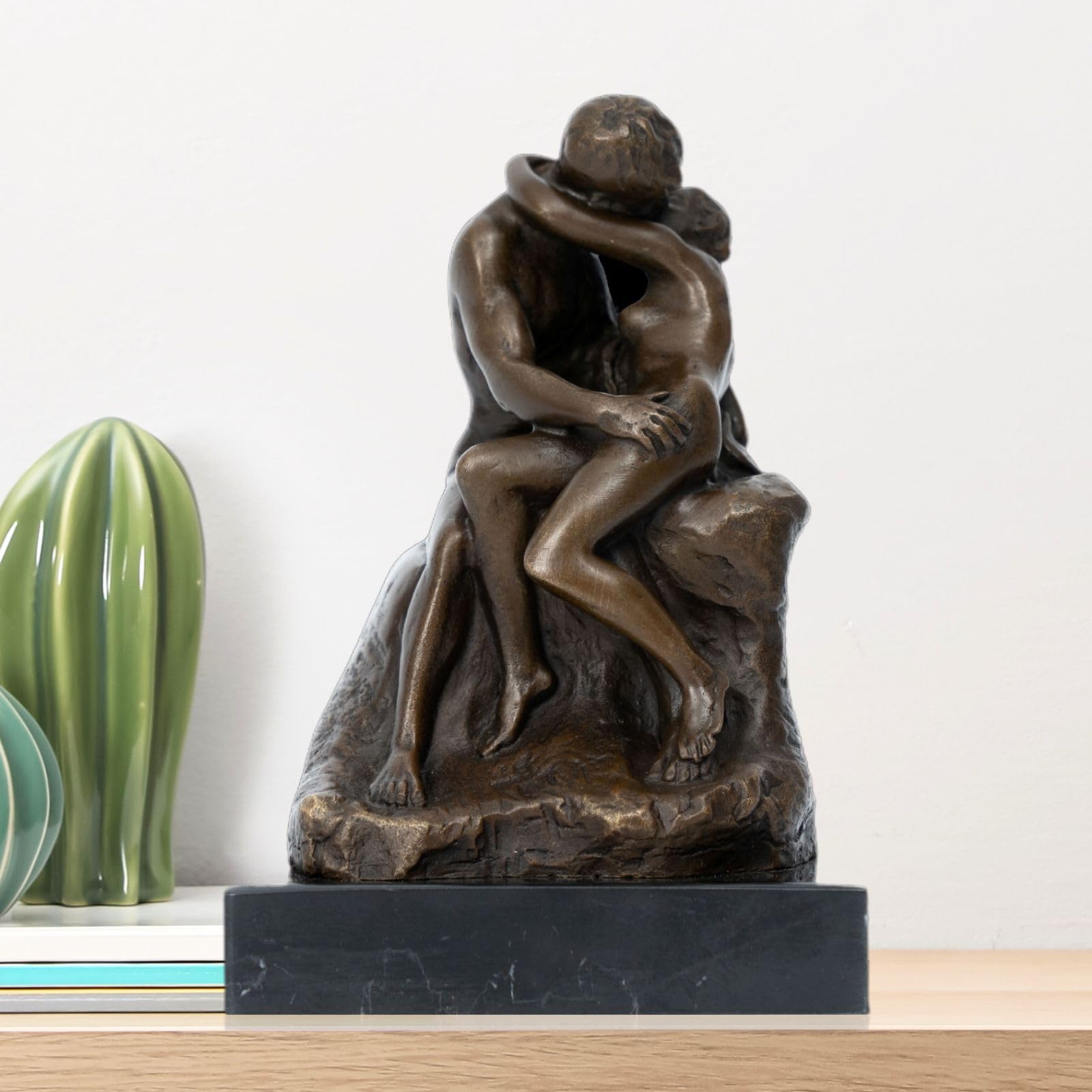 Rodin's 'The Kiss' Bronze Statue, Handcrafted Romantic Sculpture, Iconic Auguste Rodin Lovers Embrace Figurine - Romantic Home & Office Decor for Art Collectors