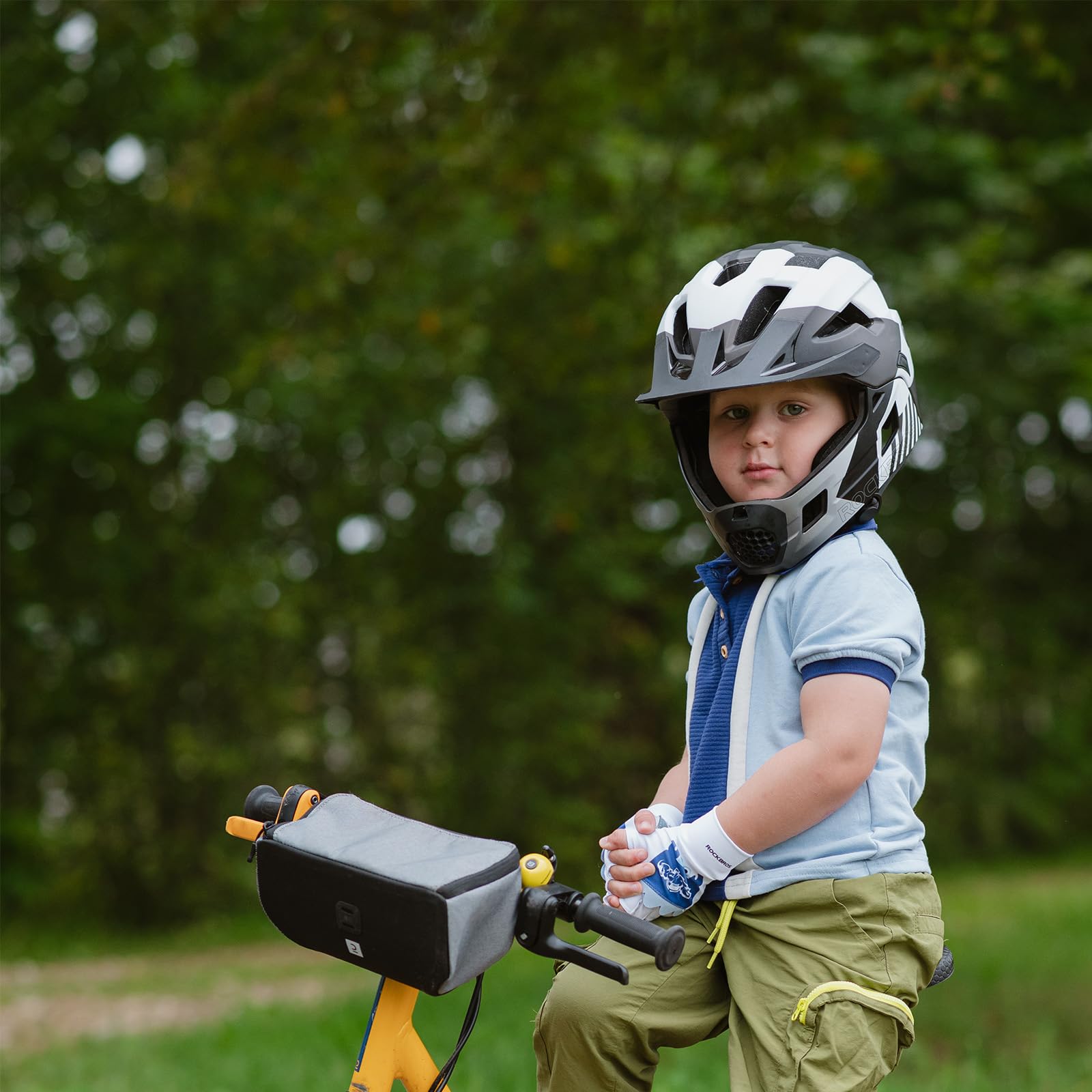 ROCKBROS Kinderhelm und Fingerlose Handschuhe Set