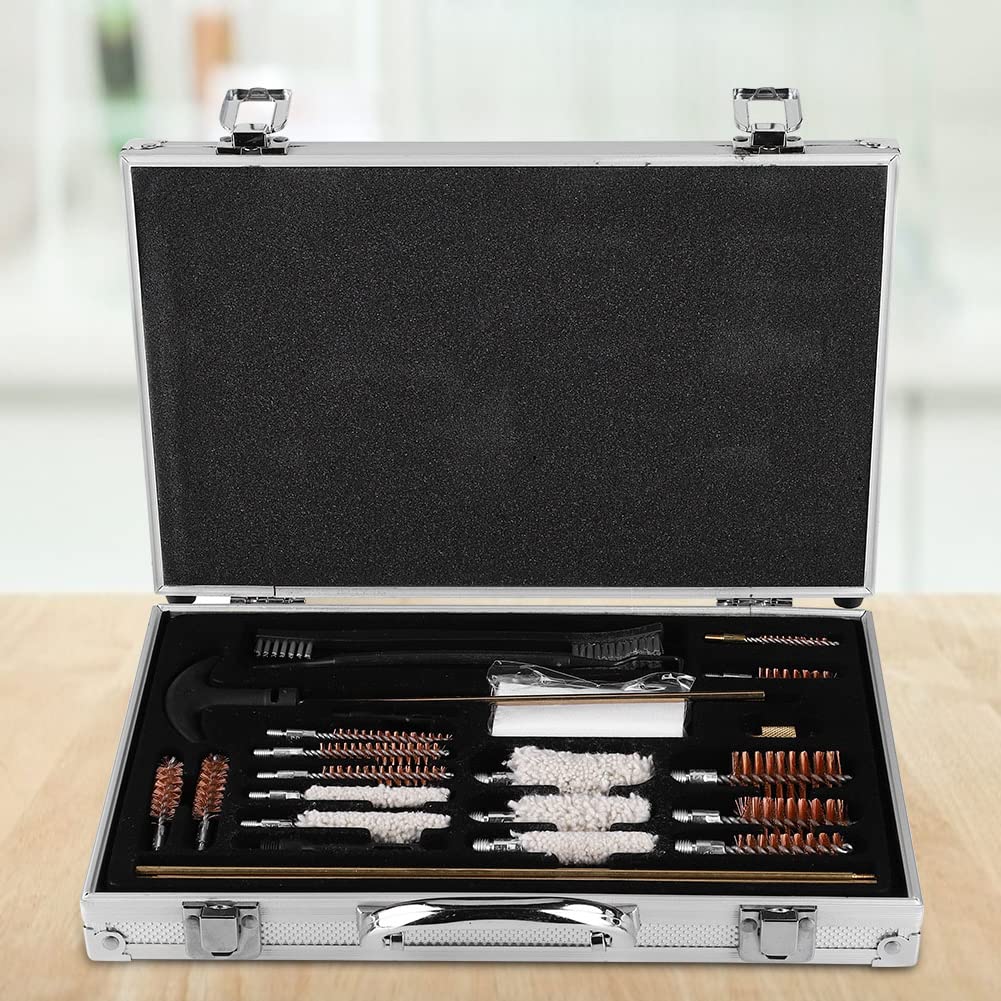 Changor Kit di Pulizia Universale, Strumenti di Pulizia in Lega di Alluminio Guscio Interno in Spugna Universale con Scatola in Alluminio per Arma da Fuoco per Fucile