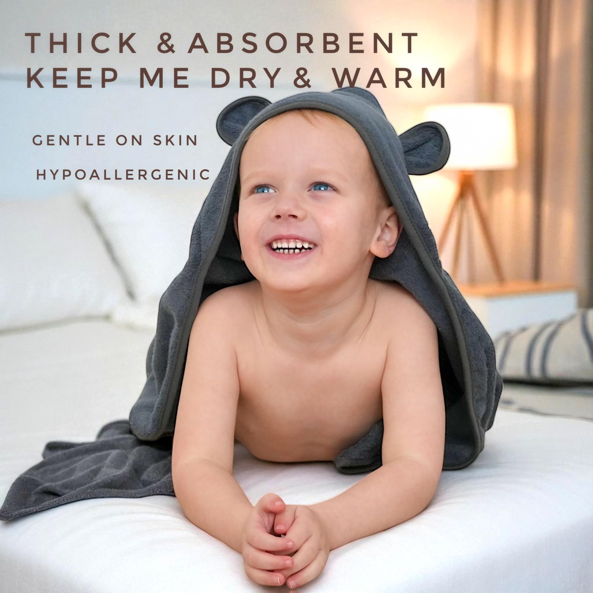 Poncho de algodón orgánico para niños pequeños, ultrasuave, para niños y niñas de 0 a 5 años, toalla de baño con orejas de oso, absorbente y de alta calidad (coral)