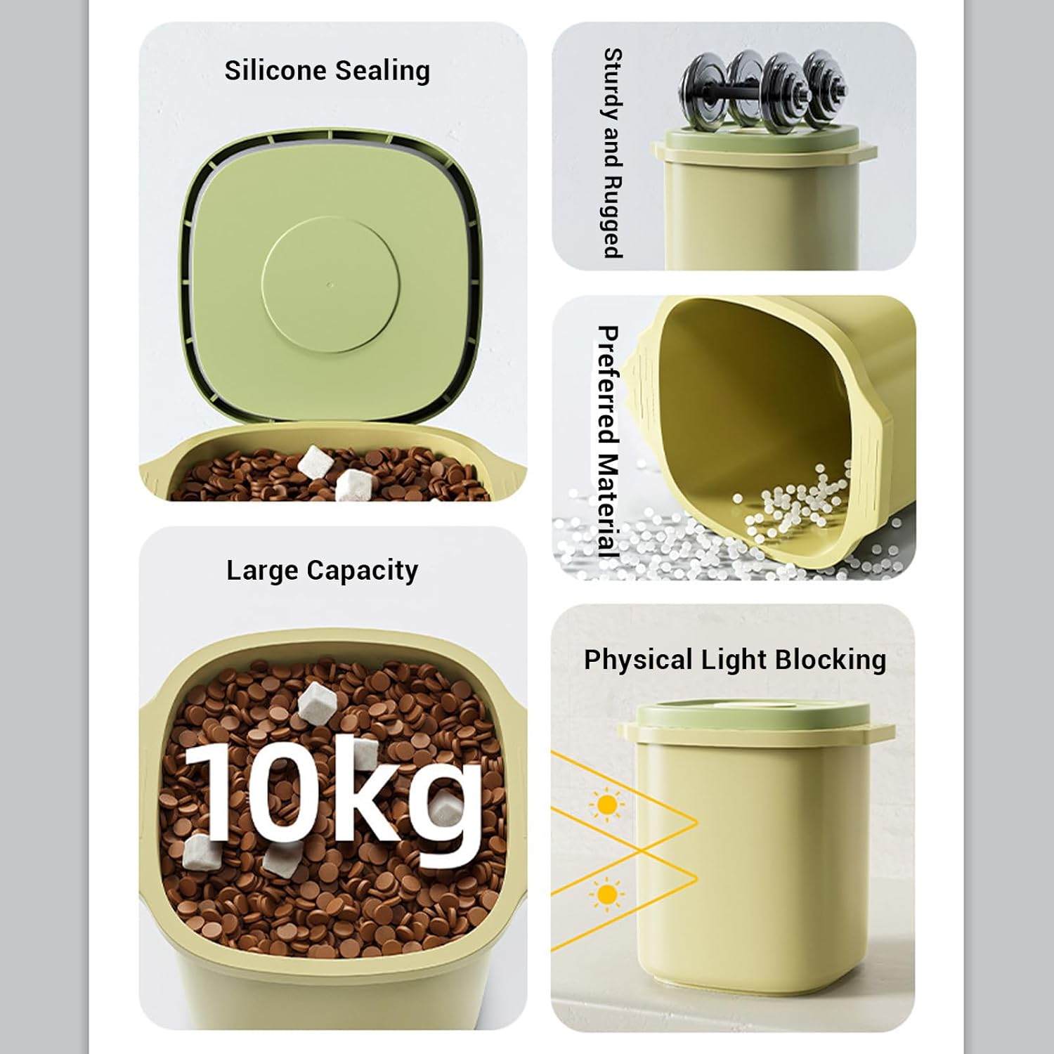 AYNEFY Pet Food Storage Bin, Vacuum Sealed Pet Food Container with 6l Ample Storage Space Cat Dog Treat Container Light Blocking Feature Storage Bin Pet Supplies