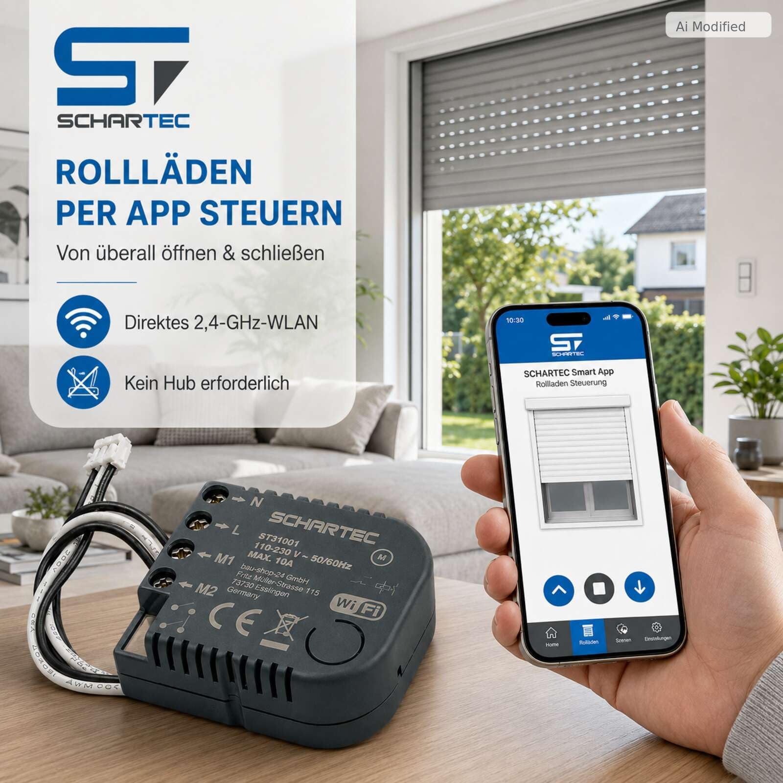 SCHARTEC Interruptor de persiana con wifi inteligente, control de persiana con wifi, control de persianas Tuya Alexa Google Comptaible, APP, actuador (juego de 4)