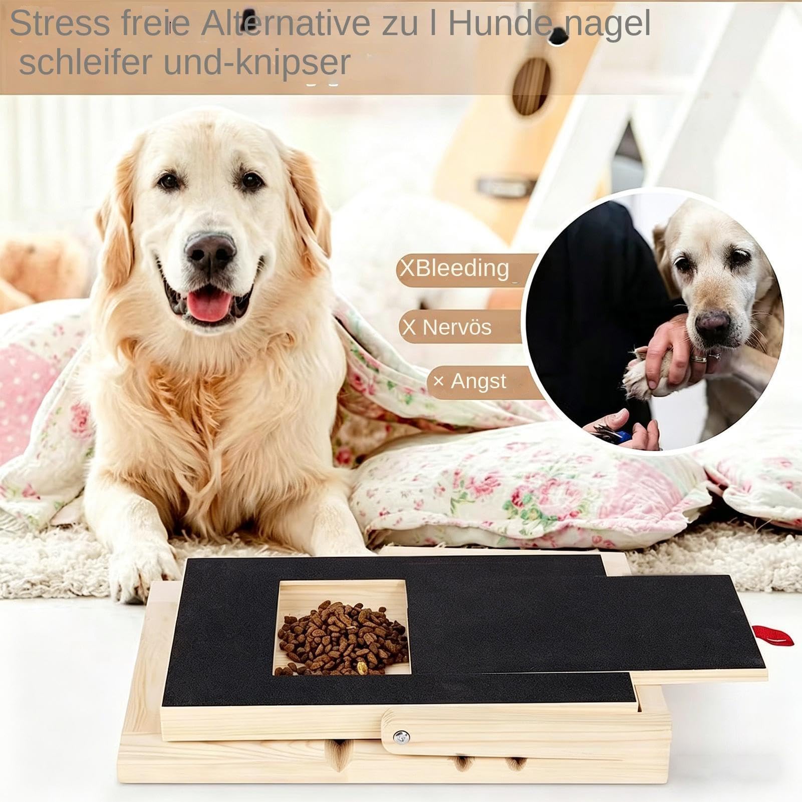 Tavoletta Abrasiva Unghie Cane Rifinitore In Legno | con Cassetto Snack Tavoletta per Taglio Unghie Cani Addestramento interattivo cuccioli razze piccole medie grandi e angolo