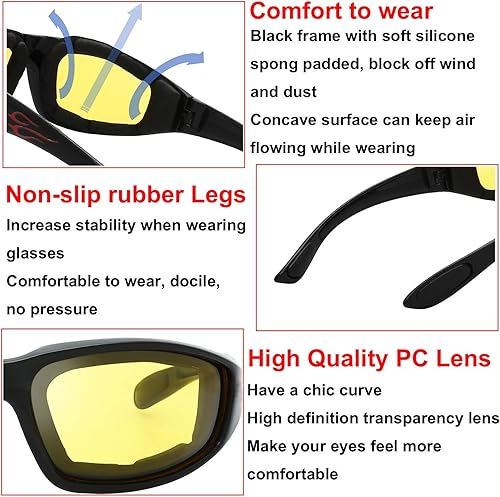 Miniatura 4 de Anteojos de motocicleta con marco acolchado, lentes con bloqueo total de UVB, para actividades al aire libre
