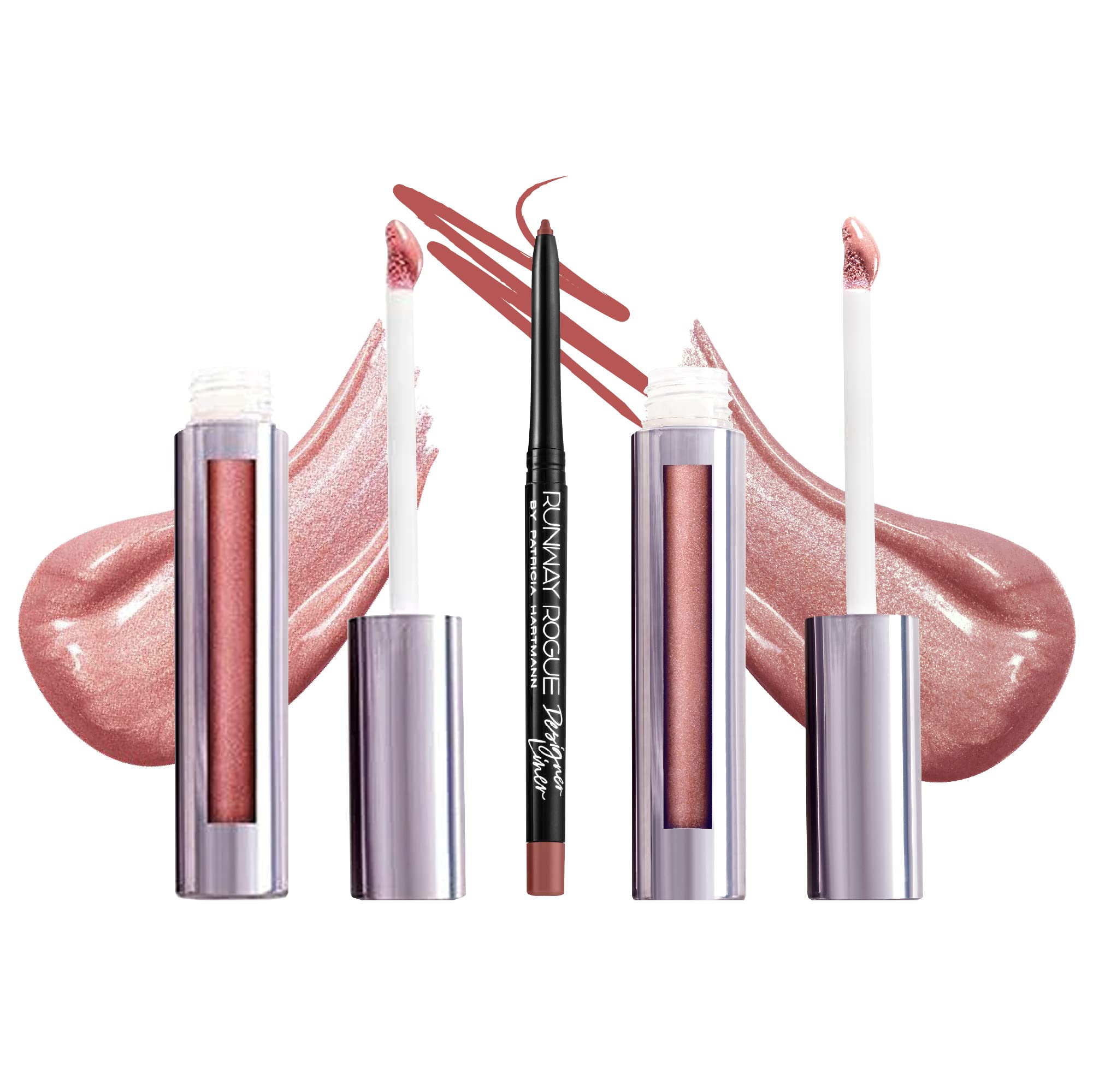 Runway Rogue LuxGloss Kit with 2 Moisturizing Shimmer Lip Gloss Tubes Strike a Pose and Fashion Week and