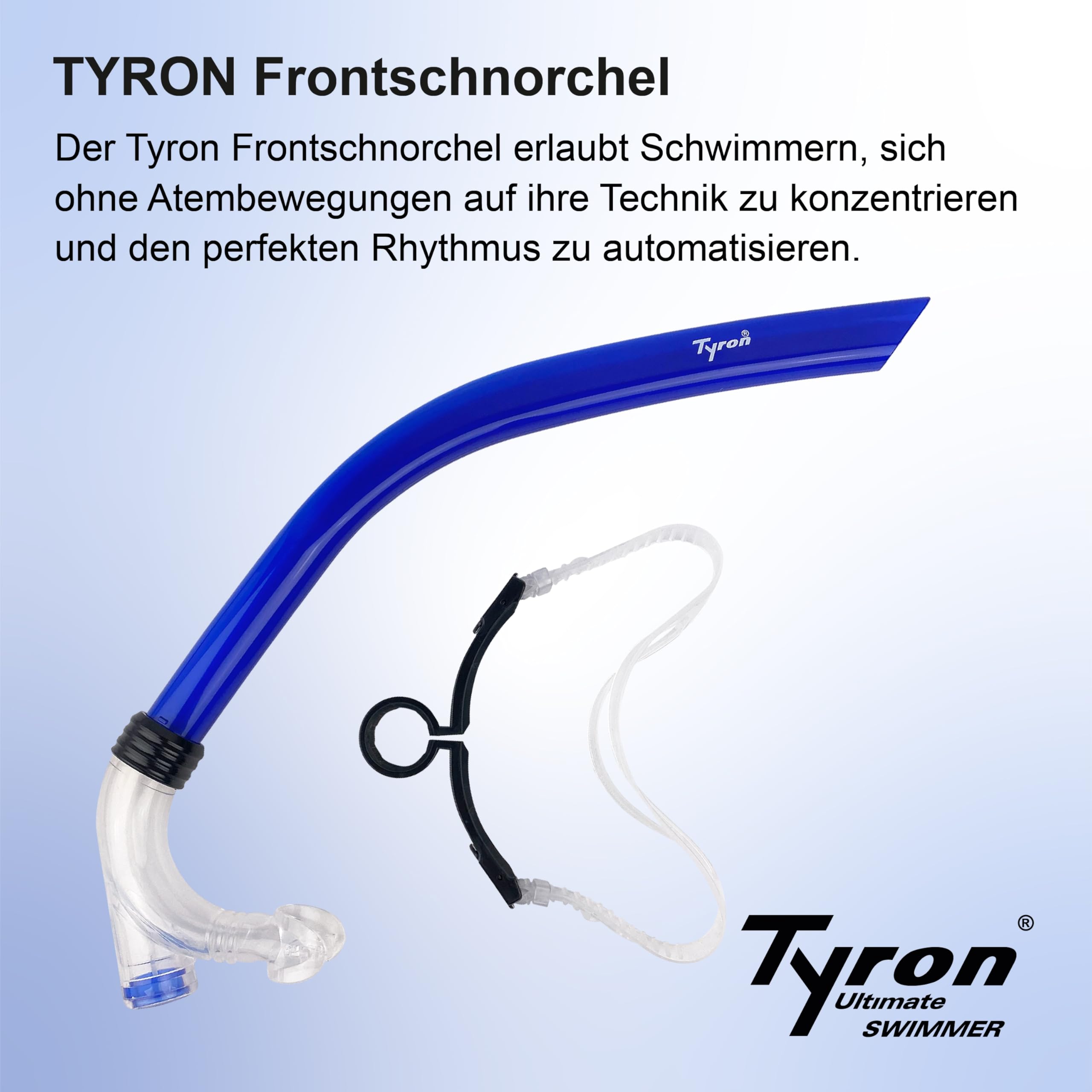 Tyron Esnórquel frontal (azul/blanco) | esnórquel frontal | Snorkel para nadadores | | Ayuda de entrenamiento para el entrenamiento de natación