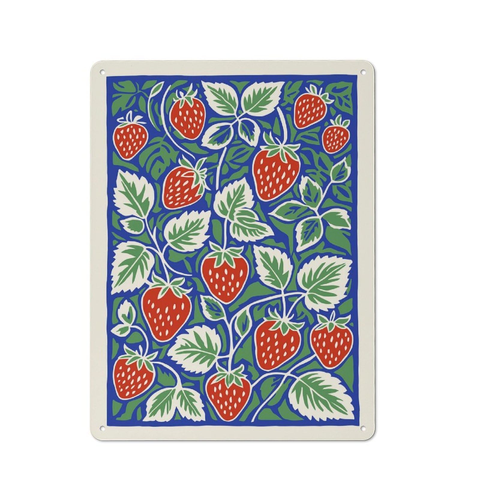 Junmoney Style-22 Cosy Retro Strawberry Pattern Metal Plaque 40X30cm, Kitchen Wall Decor For Kitchen, Cafe, Pantry Or Dining Room
