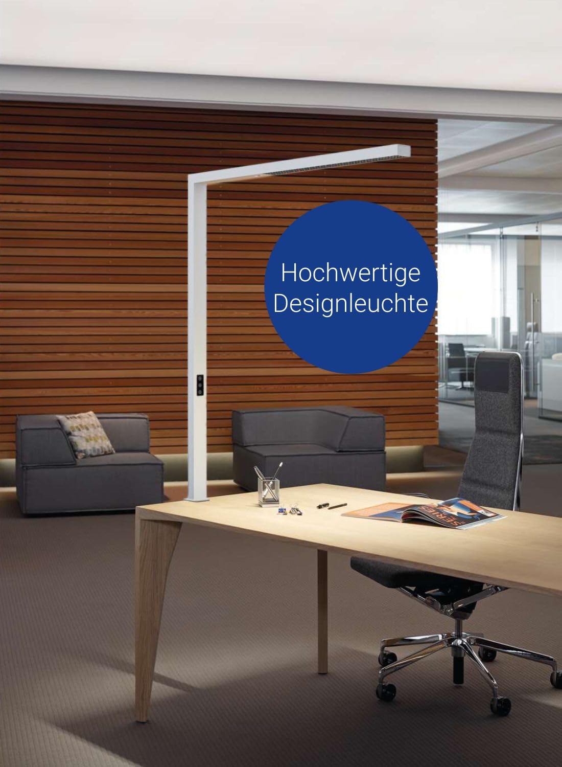 MAUL LED Schreibtischlampe MAULsirius weiß dimmbar mit Klemmfuß 120 cm | stufenlos anpassbares Licht, blendarmes Arbeiten, direkte und indirekte Abstrahlung, platzsparende Tischklemme, Sensorik