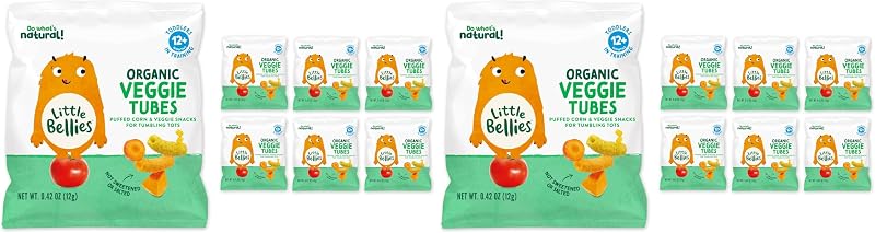 Little Bellies Organic Veggie Tubes Toddler Snack (Pack of 14 x 0.42 oz Individual Packs)