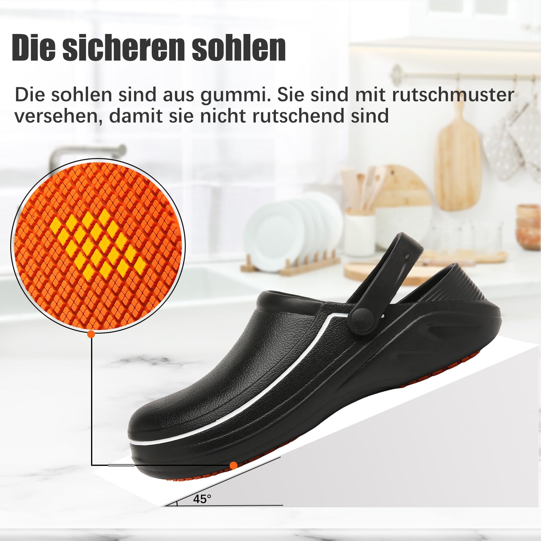 Bella Bays Geschlechtslose wasserdichte ölbeständige rutschfeste Kochschuhe Gartenschuhe Krankenpflegeschuhe EU36-45