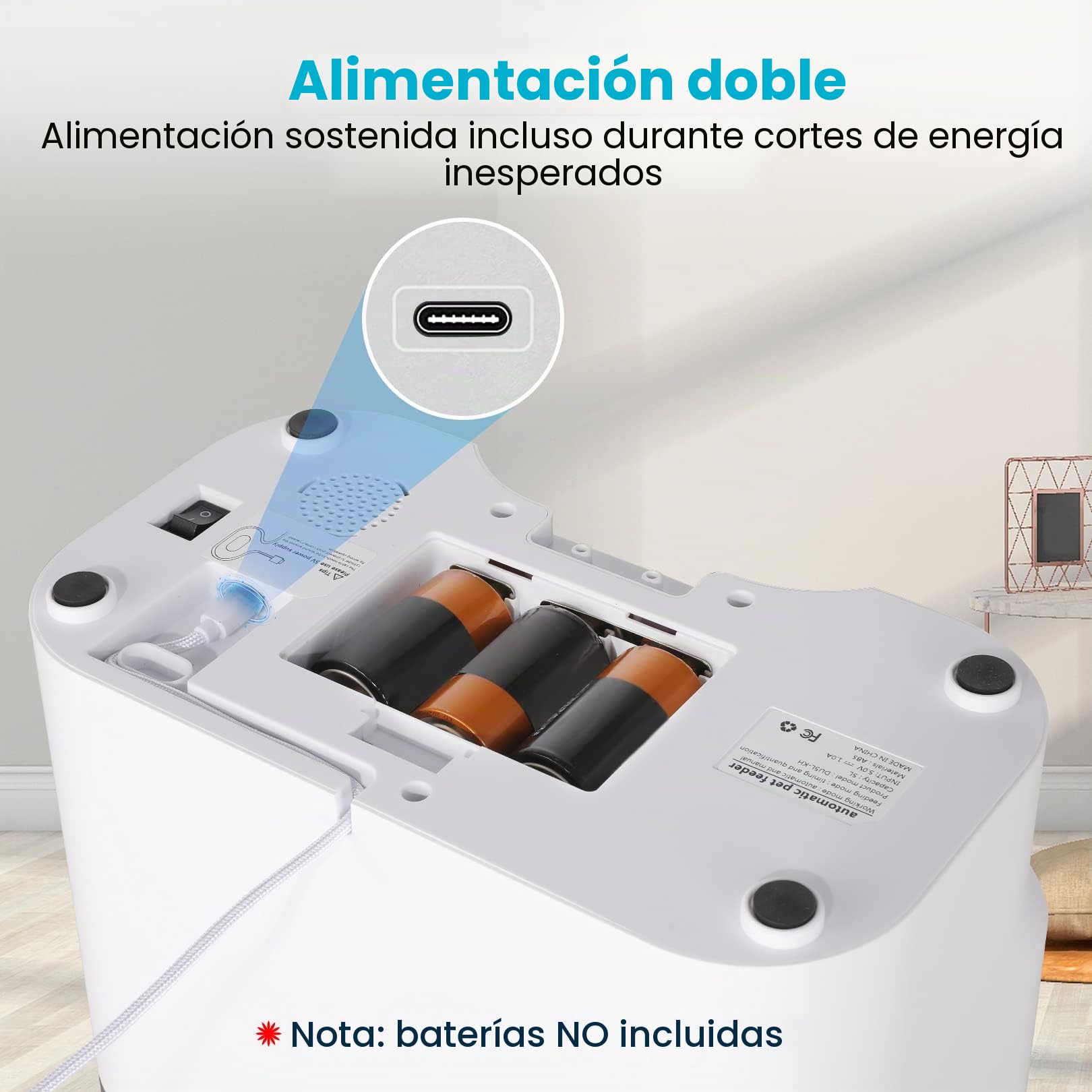 Sailnovo Comedero Automático para Dos Gatos, Dispensador de Comida Seca para Mascotas, Recordatorio de Voz 10s, hasta 80 Porciones y 4 Comidas al Día para Perros y Gatos, Blanco-5L