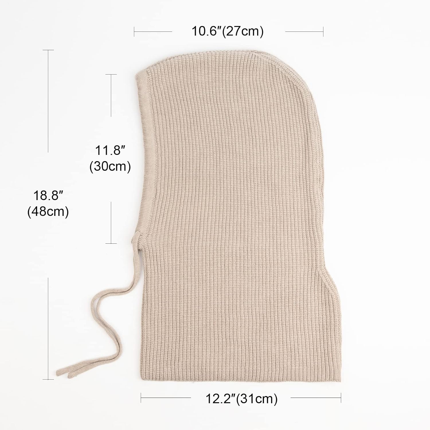 Hooded Scarf Hat Knit Balaclava Women Beanie Skull Cap with Drawstring Warm Winter Hats for Women Men Outdoor Sports