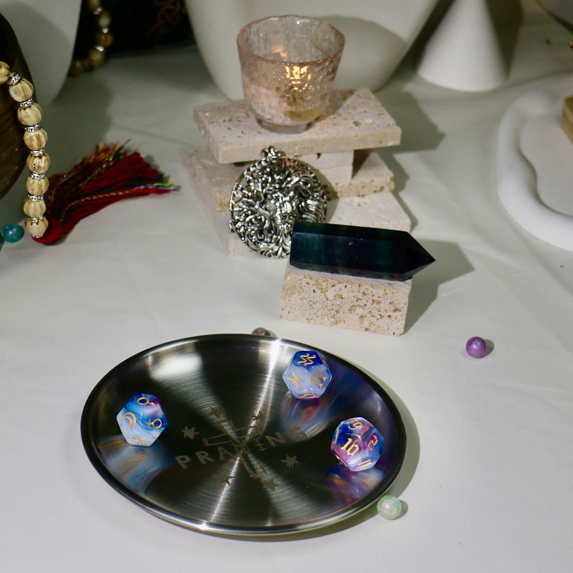 CREATCABIN Assiette Rituelle Constellation Bol Rond En Acier Inoxydable