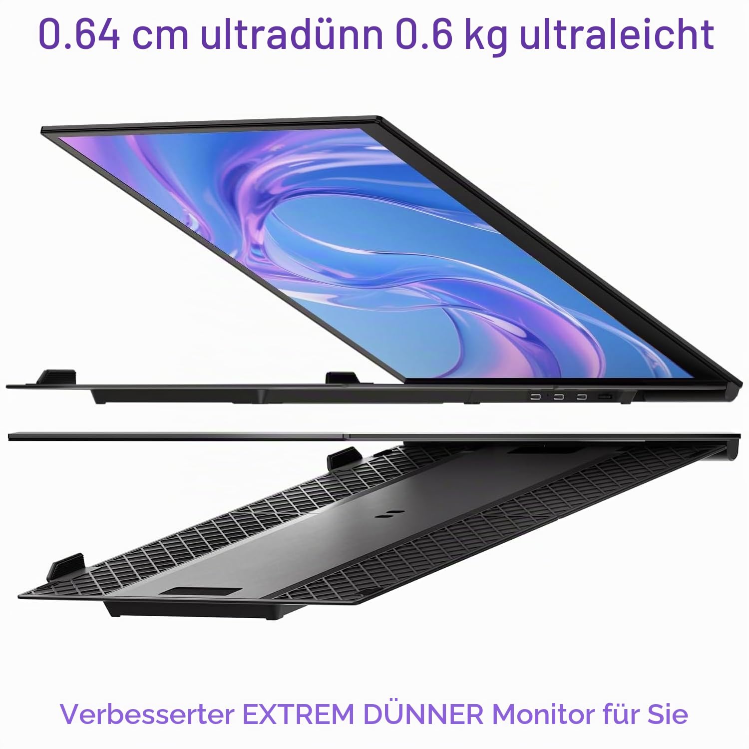 ROYY Laptop Bildschirm Erweiterung, 14" Ultradünn 1080P FHD Tragbarer Monitor für Laptops mit HDMI/USB-A/Type-C, Plug & Play für Windows/Mac/Android/Chrome