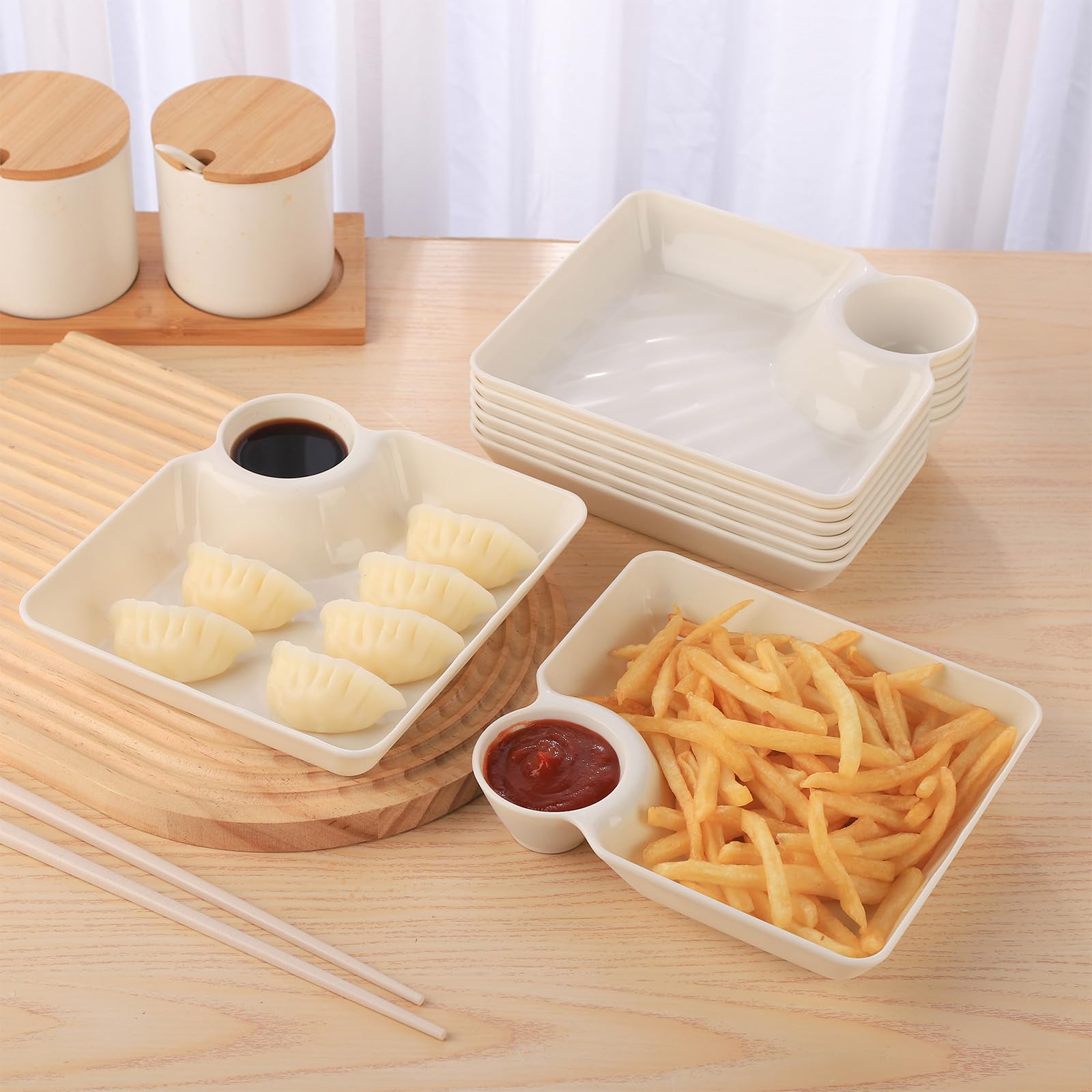 Chip And Dip Platter 8-Piece Chips Salsa Serving Set Reusable