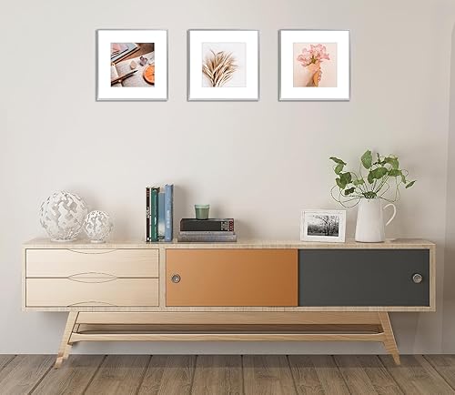 Vista 149 de Golden State Art - Marcos de fotos de metal de 8 x 10 pulgadas con paspartú para fotos de 5 x 7 - Juego de 4 portarretratos de aluminio de 8 x 10