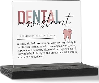 Appreciation Gifts for Dental Assistant Clear Desk Decor Sign, Dental Hygienist Thank You Gift for RHD Graduation Retirement, Assistant Definition Plaque for Dental Clinic office Decor TZD22