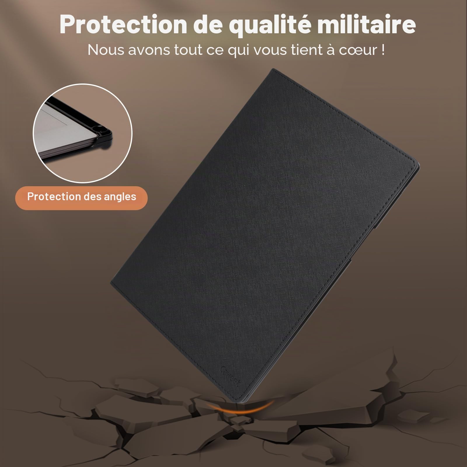 Caweet Étui avec Support pour Remarkable Paper Pro 11,8" 2024, Coque arrière Rigide de Protection avec Fonction Veille/réveil Automatique avec Porte-Stylo et dragonne, Noir