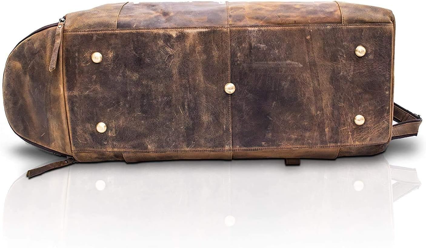 Leather Travel Duffle Bags for Men and Women cabin friendly Weekend Bag Sports Gym airplane carry on overnight duffel - Image 5