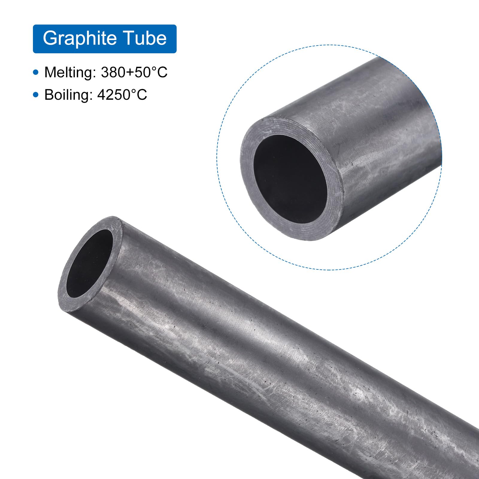 QUARKZMAN Tube en Graphite Bâton de Mélange en Graphite Bâton de Mélange de Creuset Longueur de 5,5 Pouces Diamètre Extérieur de 1,1 Pouce pour Remuer les Métaux Liquides, la Coulée 2 Pièces
