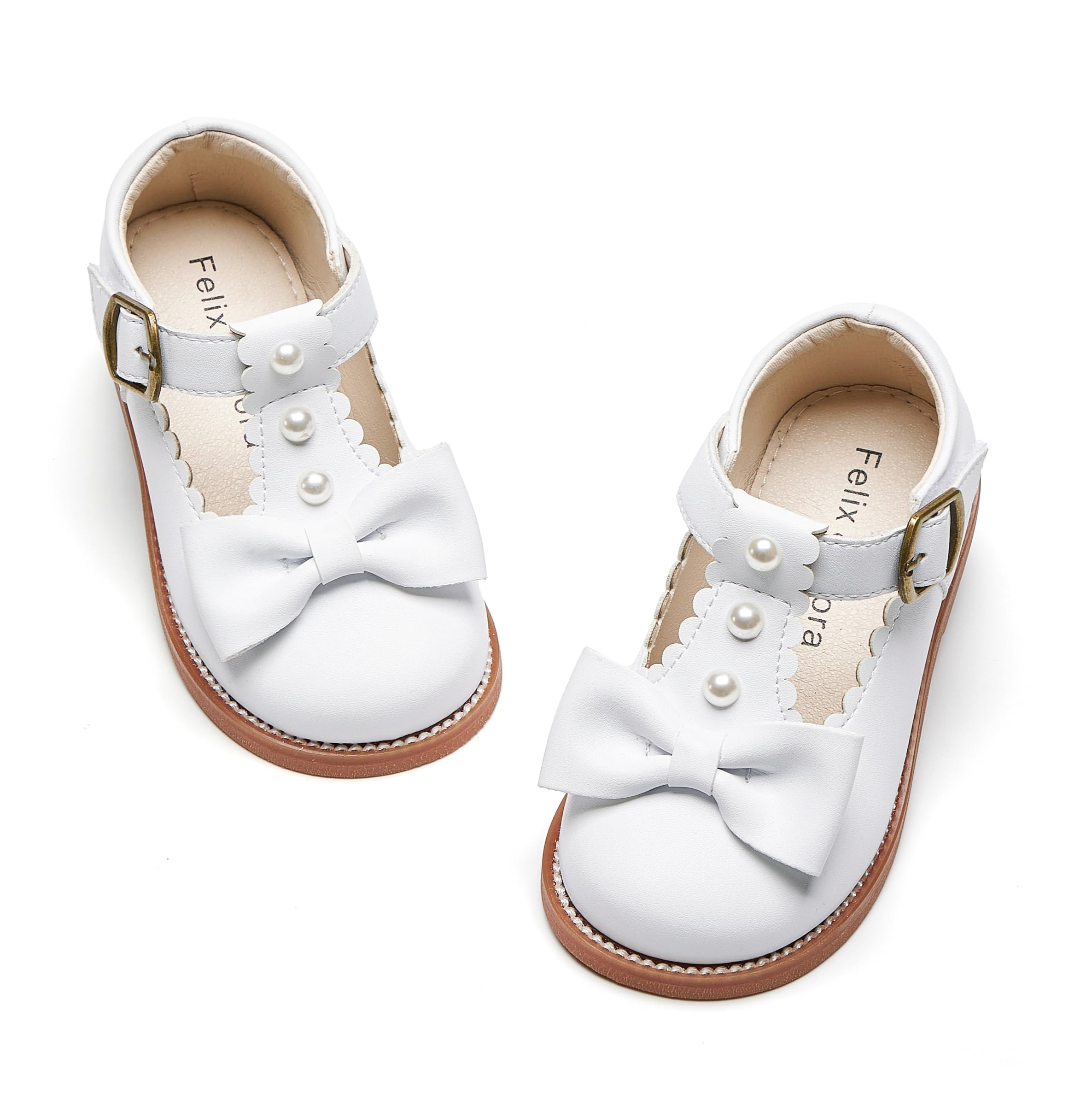 Felix &amp; Flora Toddler Little Girl Princess Dress Shoes-Mary Jane Flats for Girl Party School Shoes