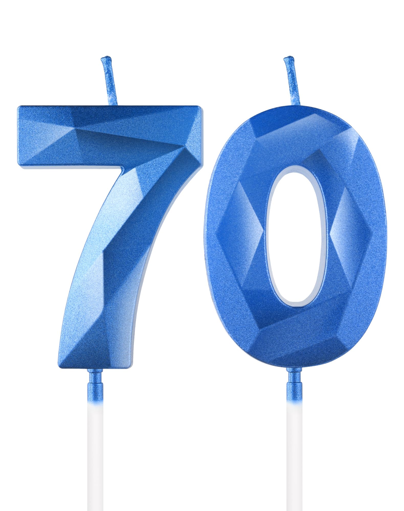 Royal Blue 70th Birthday Candles, 3D Number 70 Candle for Cake, Women Men 70th Birthday Decorations, Sapphire Candle Topper Blue Cake Decorations for Birthday Party Wedding Anniversary Supplies