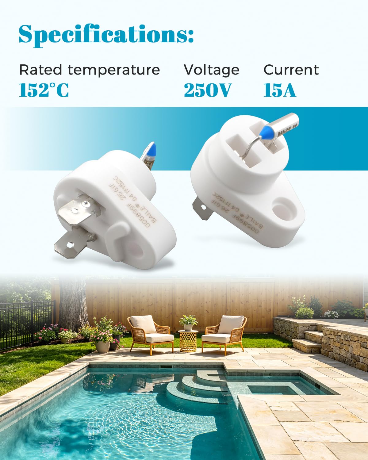 Fusible de corte térmico de 152 ℃ compatible con Raypak 005899F/Zodiac