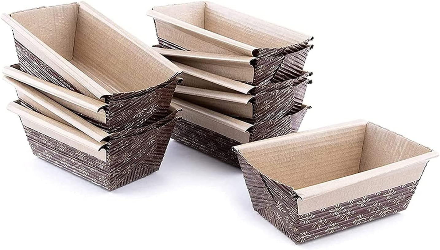 Paper Loaf Pan, Disposable Paper Baking Loft Mold 25ct, All Natural FDA Approved, Recyclable, Microwave Oven Freezer Safe, Providing Beautiful Display for Baked Goods 4”x2”x2”